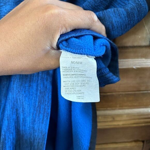 Under Armour Medium Loose Fit Pullover Sweater Blue Black Colorblock 1/4 Zip - Picture 4 of 6